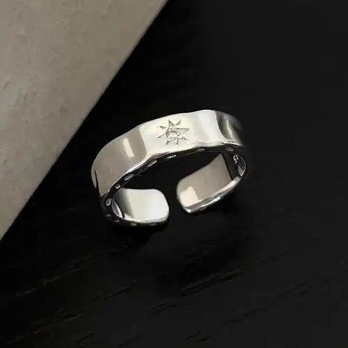 925 Sterling Silver Rings for Women Vintage Matte Frosted Lace Irregular Finger Rings Y2K Couple Ring Hip Hop Fashion Jewelry